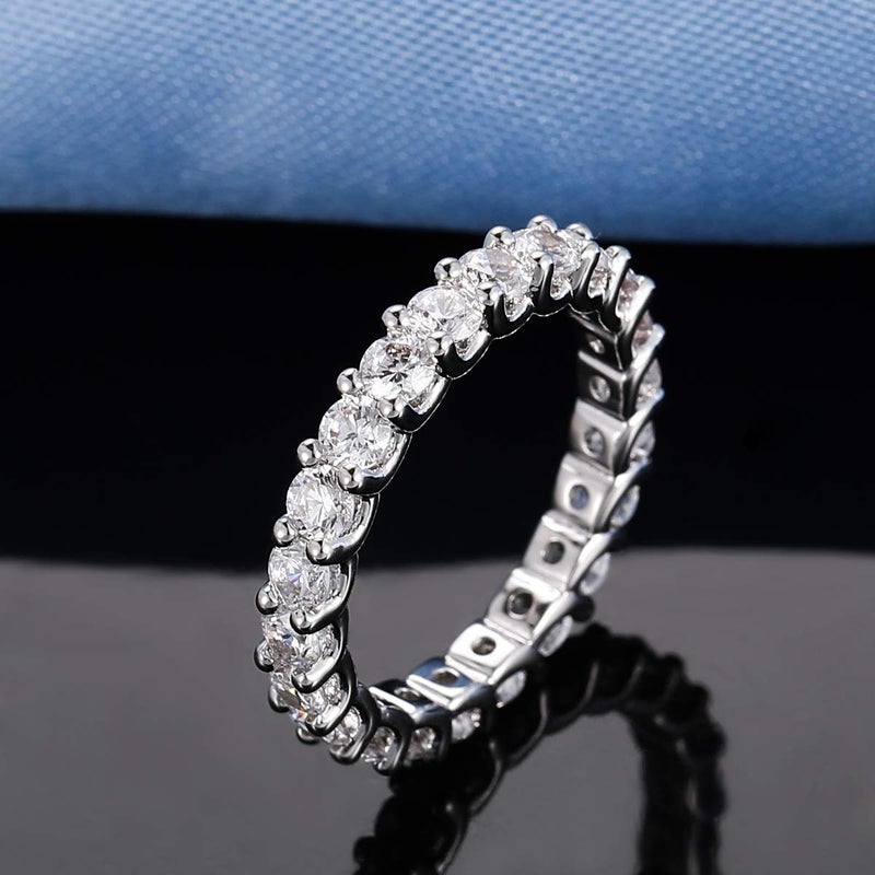 Gemsme 18K Gold Plated Cubic Zirconia Rings 3.0mm Eternity Bands Stackable Rings for Womenï¼ˆ9ï¼‰ - Image 2